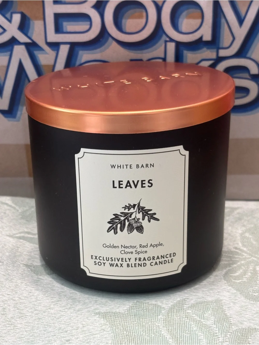 Bath & Body Works White Barn Leaves Three Wick Scented Candle